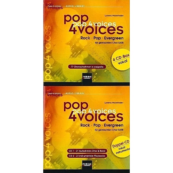 pop 4 voices - 77 Choraufnahmen a cappella und 21 Aufnahmen Chor & Band, 21 instrumentale Playbacks, 6 Audio-CDs