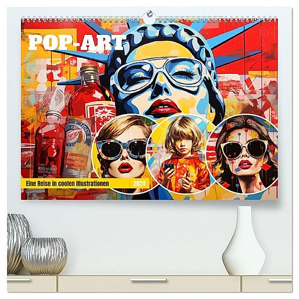 Pop-Art. Eine Reise in coolen Illustrationen (hochwertiger Premium Wandkalender 2024 DIN A2 quer), Kunstdruck in Hochglanz, Rose Hurley
