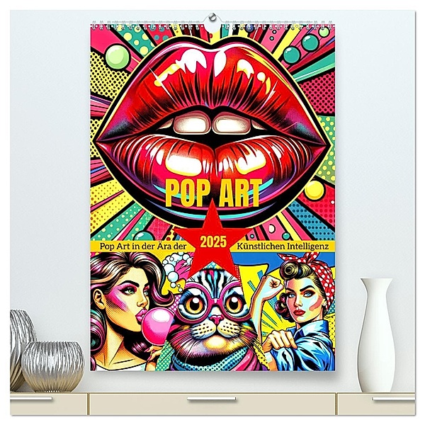 Pop Art - In der Ära der Künstlichen Intelligenz (hochwertiger Premium Wandkalender 2025 DIN A2 hoch), Kunstdruck in Hochglanz, Calvendo, Marco Warstat