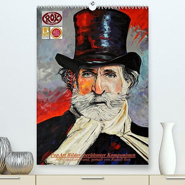 PopArt Bilder berühmter Komponisten (Premium, hochwertiger DIN A2 Wandkalender 2023, Kunstdruck in Hochglanz), Rudolf Rox