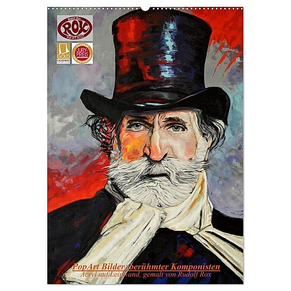 PopArt Bilder berühmter Komponisten (Wandkalender 2024 DIN A2 hoch), CALVENDO Monatskalender, Rudolf Rox