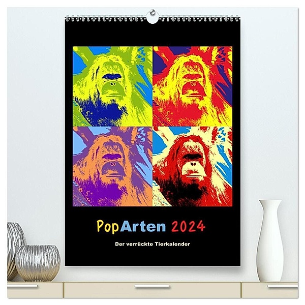PopArten 2024 - Der verrückte Tierkalender (hochwertiger Premium Wandkalender 2024 DIN A2 hoch), Kunstdruck in Hochglanz, Mirko Weigt
