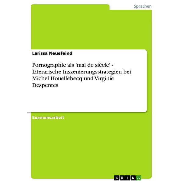 Pornographie als 'mal de siècle' - Literarische Inszenierungsstrategien bei Michel Houellebecq und Virginie Despentes, Larissa Neuefeind