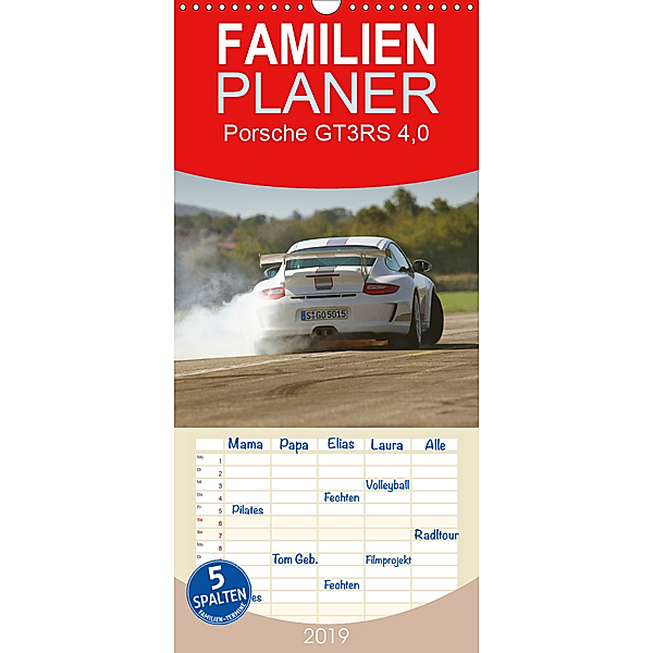 Porsche GT3RS 4,0 - Familienplaner hoch (Wandkalender 2019 , 21 cm x 45 cm, hoch), Stefan Bau