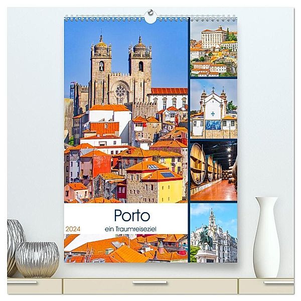 Porto - ein Traumreiseziel (hochwertiger Premium Wandkalender 2024 DIN A2 hoch), Kunstdruck in Hochglanz, Nina Schwarze