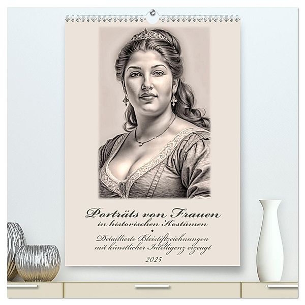 Porträts von Frauen in historischen Kostümen (hochwertiger Premium Wandkalender 2025 DIN A2 hoch), Kunstdruck in Hochglanz, Calvendo, Werner Braun