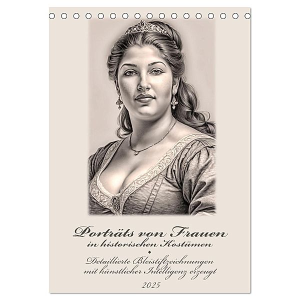 Porträts von Frauen in historischen Kostümen (Tischkalender 2025 DIN A5 hoch), CALVENDO Monatskalender, Calvendo, Werner Braun