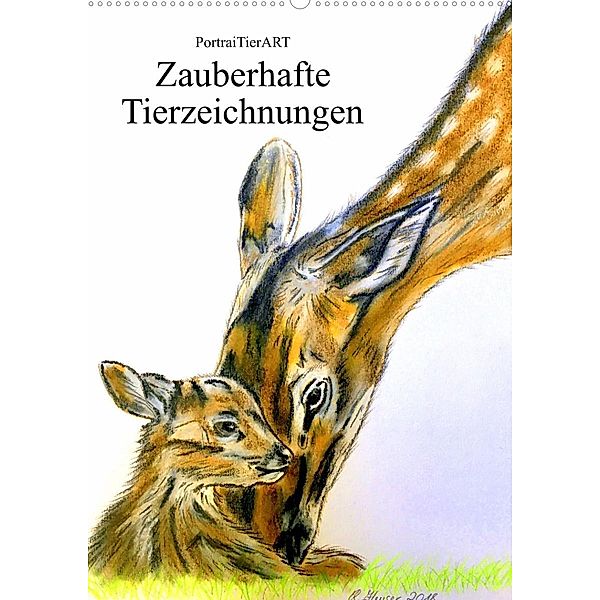 PortraiTierART Zauberhafte Tierzeichnungen (Wandkalender 2023 DIN A2 hoch), PortraiTierART Kerstin Heuser