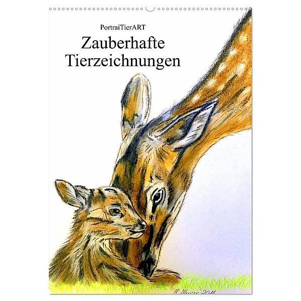 PortraiTierART Zauberhafte Tierzeichnungen (Wandkalender 2025 DIN A2 hoch), CALVENDO Monatskalender, Calvendo, PortraiTierART Kerstin Heuser