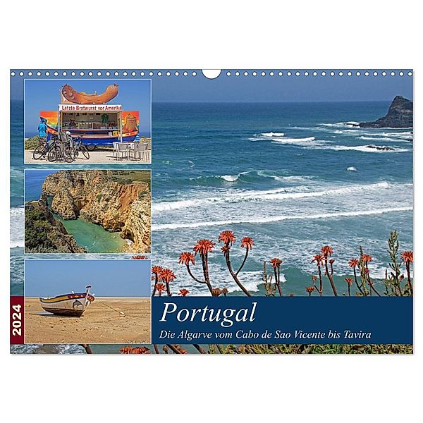 Portugal - Die Algarve vom Cabo de Sao Vicente bis Tavira (Wandkalender 2024 DIN A3 quer), CALVENDO Monatskalender, Gisela Braunleder