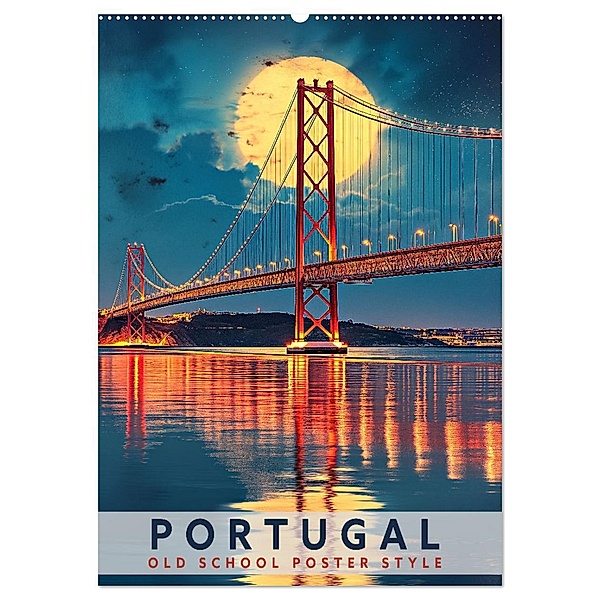 Portugal - Old School Poster Style (Wandkalender 2025 DIN A2 hoch), CALVENDO Monatskalender, Calvendo, Val Thoermer