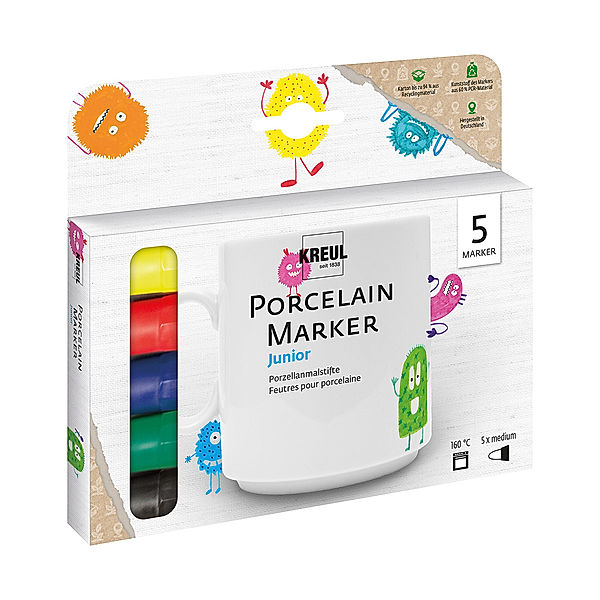 KREUL Porzellan-Malstifte PORCELAIN MEDIUM JUNIOR 5er-Set