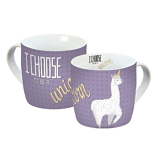 Porzellan Tasse Lama I Choose, lila, 300 ml