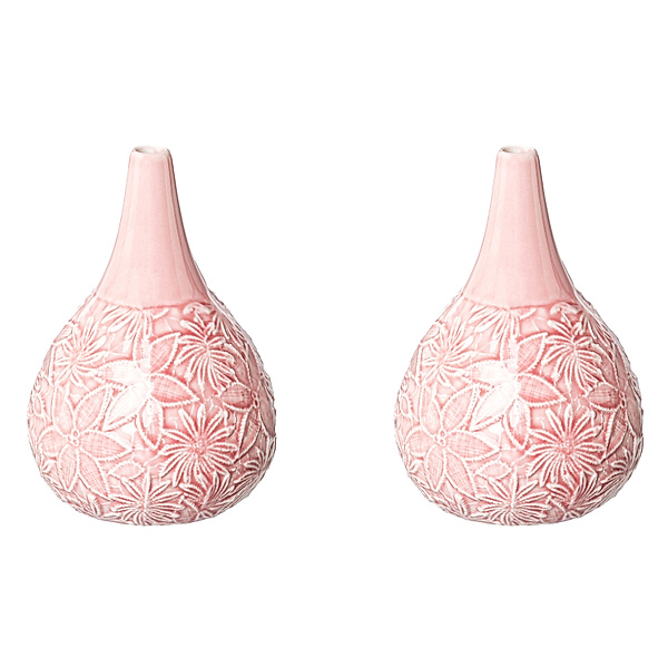 Porzellan Vase mit Blütendekor BLOOMING, 2er-Set (Farbe: rosa)