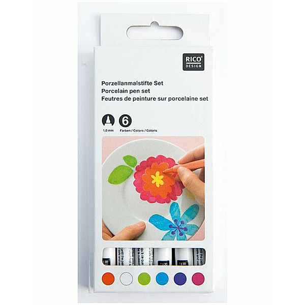 RICO DESIGN Porzellanmalstift-Set 6er-Pack in bunt