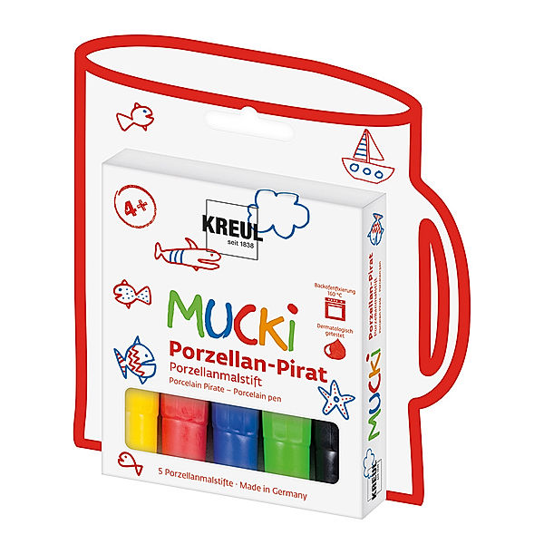 KREUL Porzellanmalstifte MUCKI PORZELLAN-PIRAT 5er-Set