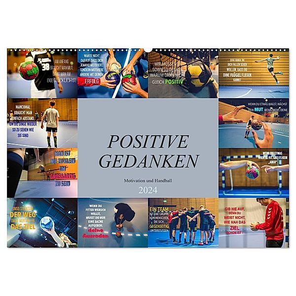 Positive Gedanken - Motivation und Handball (Wandkalender 2024 DIN A2 quer), CALVENDO Monatskalender, Dirk Meutzner