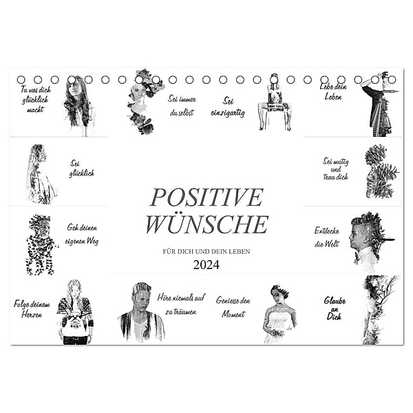 Positive Wünsche für Dich und Dein Leben (Tischkalender 2024 DIN A5 quer), CALVENDO Monatskalender, Dirk Meutzner