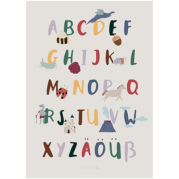 Sebra Poster ALPHABET PIXIE & DRAGON (50x70) in bunt