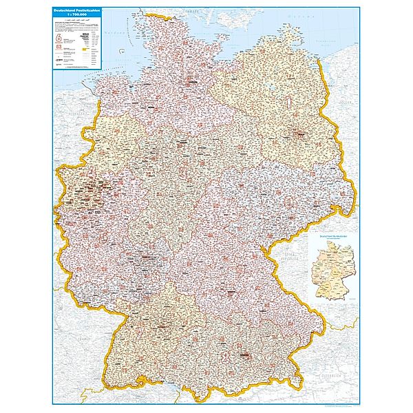 Poster PLZ Deutschland. Postleitzahlenkarte; Massstab 1:700 000