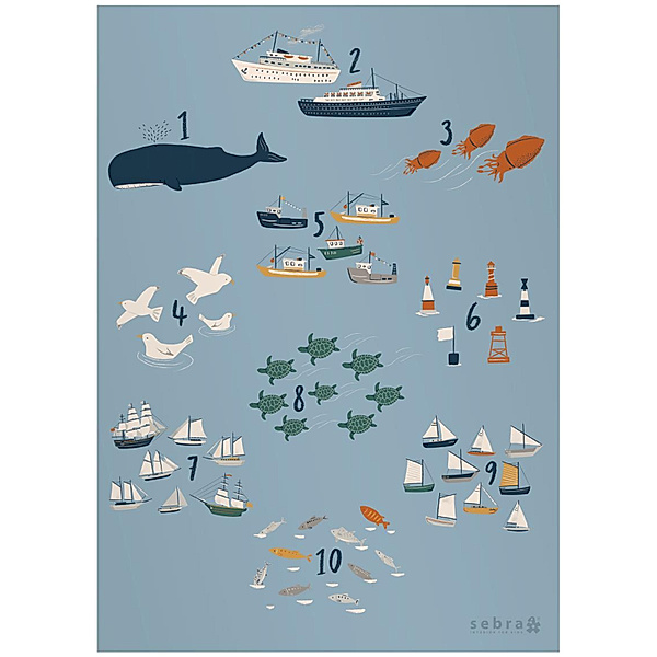 Sebra Poster SEVEN SEAS - ZAHLEN (50x70)