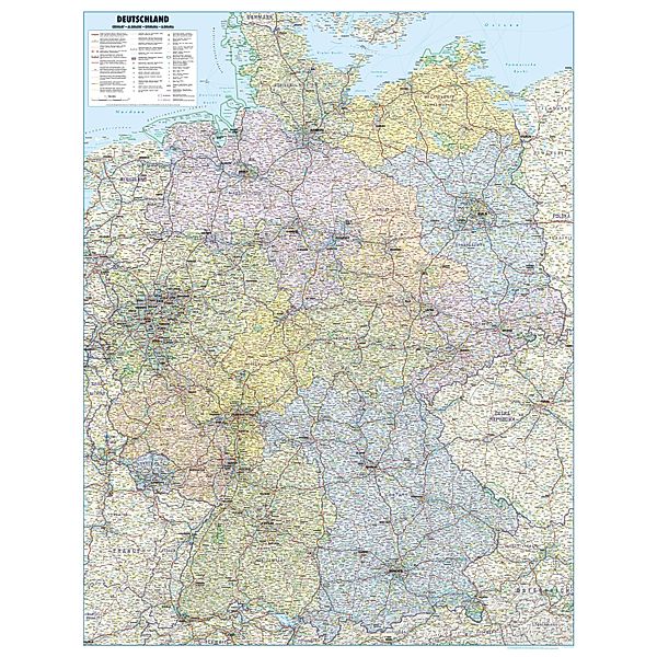 Poster Straßenkarte Deutschland. Maßstab 1:700 000