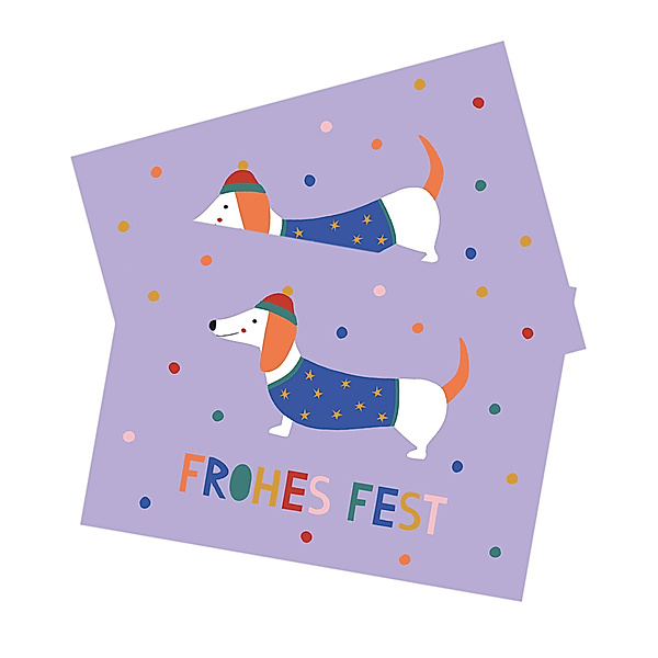 ava&yves Postkarte FROHES FEST - DACKEL 3er Set