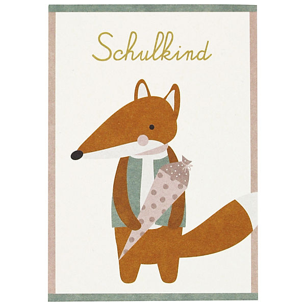 ava&yves Postkarte FUCHS - SCHULKIND 3er-Pack