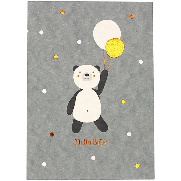 ava&yves Postkarte HELLO BABY - PANDA MIT LUFTBALLONS 3er Set