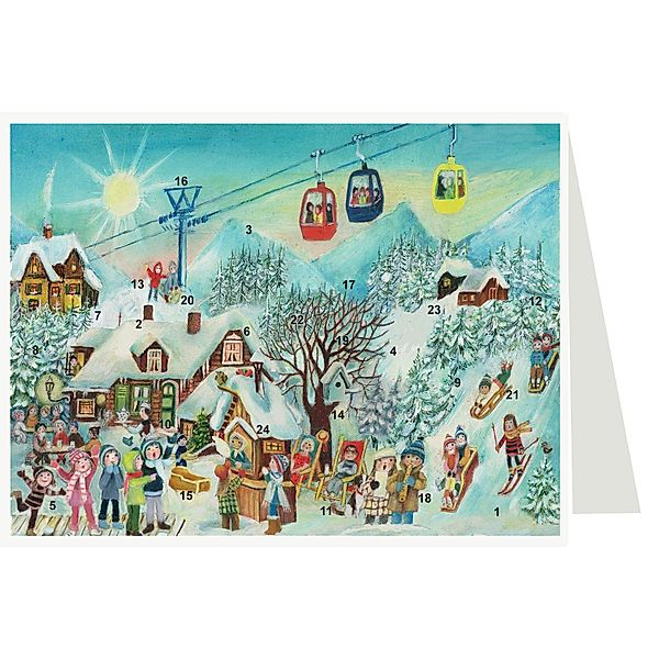 Postkarten- Adventskalender Im Skigebiet, F. Sellmer