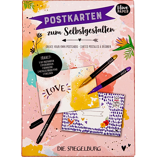 Die Spiegelburg Postkarten-Bastel-Set I LOVE PAPER