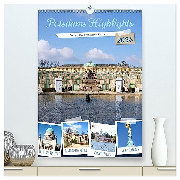 Potsdams Highlights (hochwertiger Premium Wandkalender 2024 DIN A2 hoch), Kunstdruck in Hochglanz, Gisela Kruse