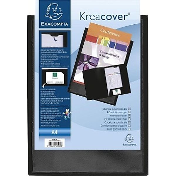 Präsentationsmappe Krea Cover PP schwarz mit Klarsichttasche