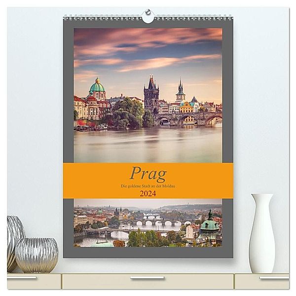 Prag - Die goldene Stadt an der Moldau (hochwertiger Premium Wandkalender 2024 DIN A2 hoch), Kunstdruck in Hochglanz, Thomas Deter