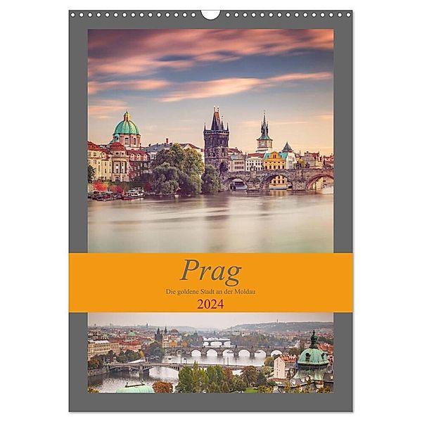 Prag - Die goldene Stadt an der Moldau (Wandkalender 2024 DIN A3 hoch), CALVENDO Monatskalender, Thomas Deter