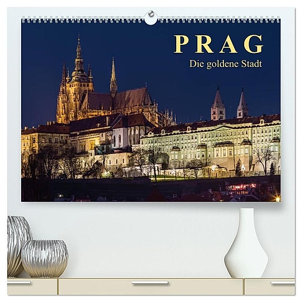 Prag - die goldene Stadt (hochwertiger Premium Wandkalender 2024 DIN A2 quer), Kunstdruck in Hochglanz, Enrico Caccia