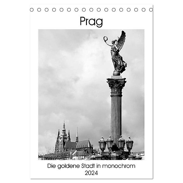Prag - Die goldene Stadt in monochrom (Tischkalender 2024 DIN A5 hoch), CALVENDO Monatskalender, Happyroger