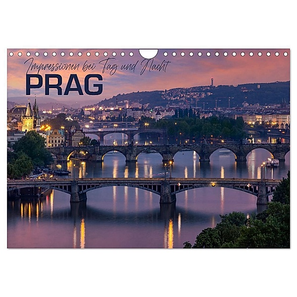 PRAG Impressionen bei Tag und Nacht (Wandkalender 2024 DIN A4 quer), CALVENDO Monatskalender, Melanie Viola