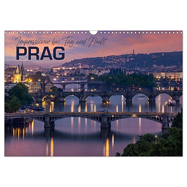 PRAG Impressionen bei Tag und Nacht (Wandkalender 2024 DIN A3 quer), CALVENDO Monatskalender, Melanie Viola