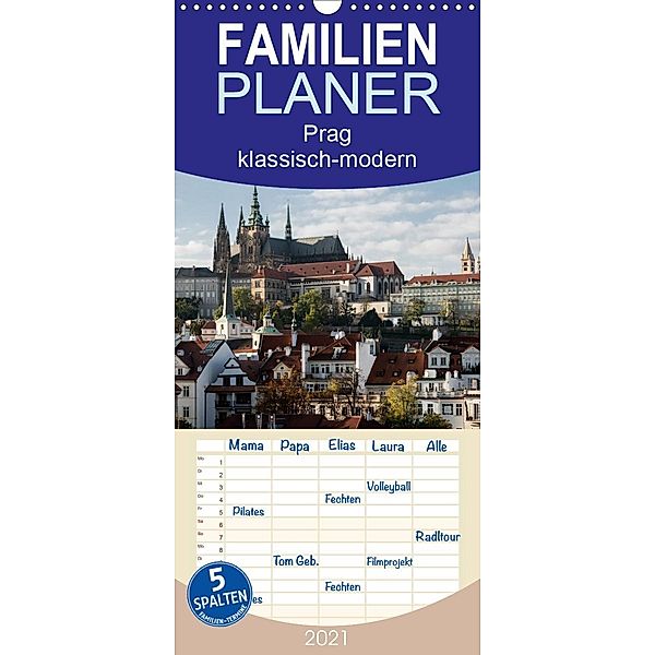 Prag, klassisch-modern - Familienplaner hoch (Wandkalender 2021 , 21 cm x 45 cm, hoch), Herbert Redtenbacher
