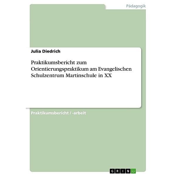Praktikumsbericht zum Orientierungspraktikum am Evangelischen Schulzentrum Martinschule in XX, Julia Diedrich
