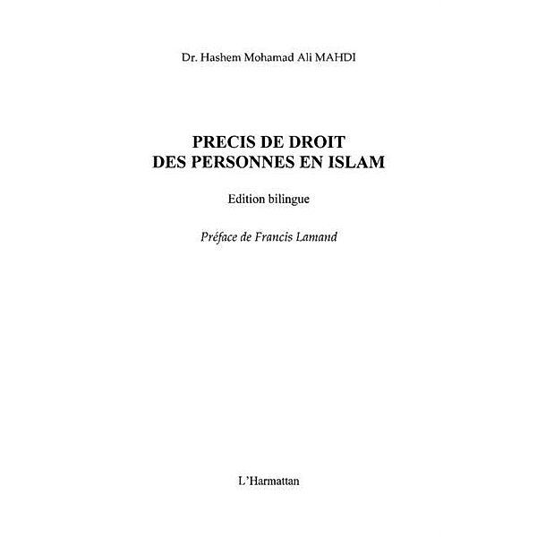 Precis de droit des personnesen Islam / Hors-collection, Hashem M. A. Mahdi