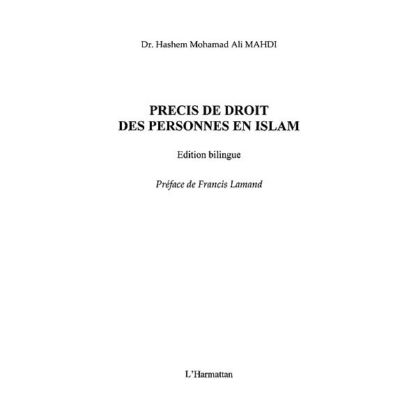 Precis de droit des personnesen Islam / Hors-collection, Hashem M. A. Mahdi