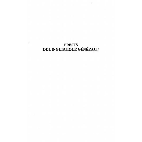 Precis de Linguistique Generale / Hors-collection, Jean-Marie Essono