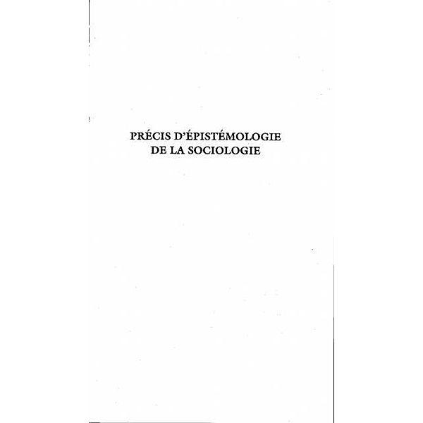 Precis d'epistemologie de la sociologie / Hors-collection, Hamel Jacques