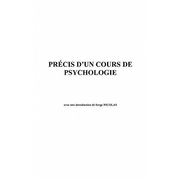 Precis d'un cours de psychologie / Hors-collection, Garnier Adolphe