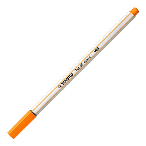 Premium-Filzstift mit Pinselspitze für variable Strichstärken - STABILO Pen 68 brush - Einzelstift - orange