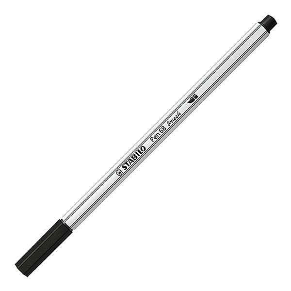 Premium-Filzstift mit Pinselspitze für variable Strichstärken - STABILO Pen 68 brush - Einzelstift - schwarz