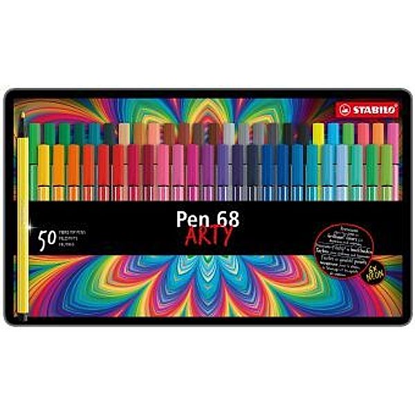 Premium-Filzstift - STABILO Pen 68 - 50er Metalletui - mit 46 verschiedenen Farben