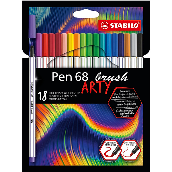 STABILO® Premium-Filzstift STABILO® Pen 68 brush ARTY 18er-Pack
